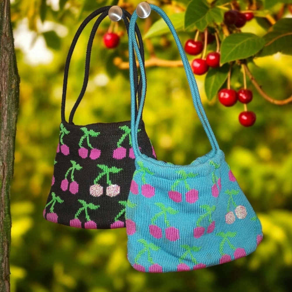 The Sak Cherry Pattern Knit Shoulder Bags (2)